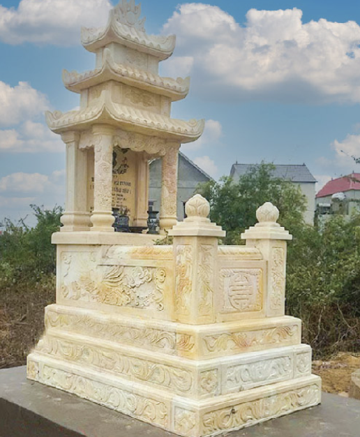 Mẫu mộ đá granite ba mái chuẩn phong thuỷ 