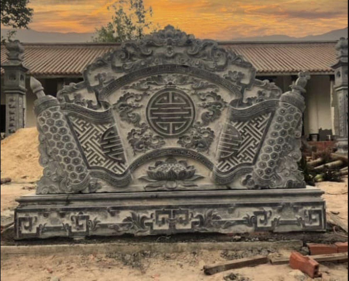 Cuốn thư đá chữ Thọ 