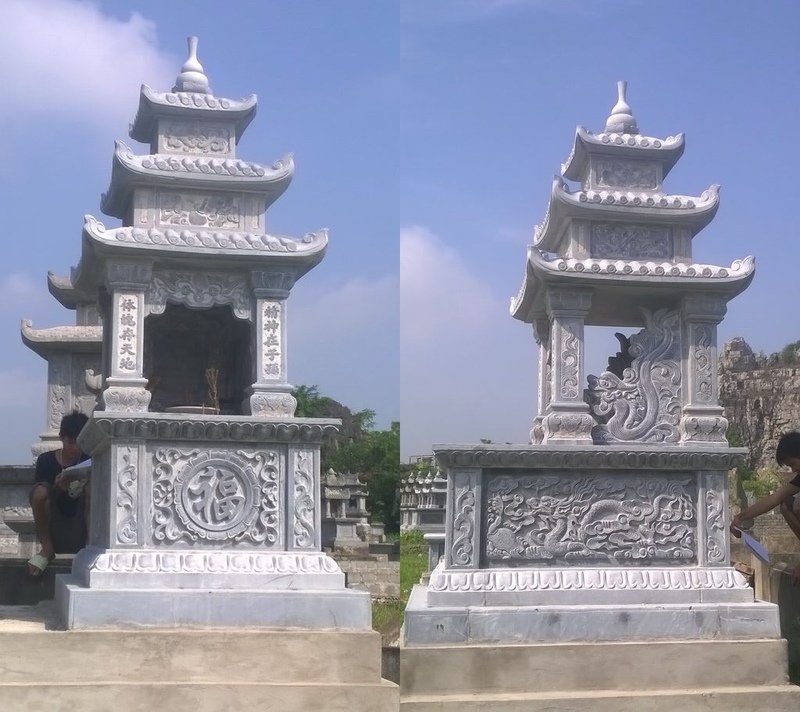 giá mộ đá 3 mái số 2 Mộ đá 3 mái có kích thước được chế tác chuẩn phong thuỷ theo thước lỗ ban âm trạch