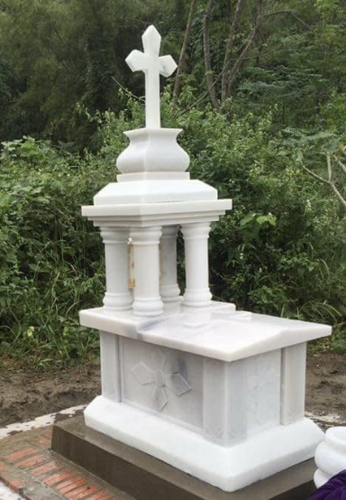 Mộ đá trắng công giáo kích thước nhỏ gọn 
