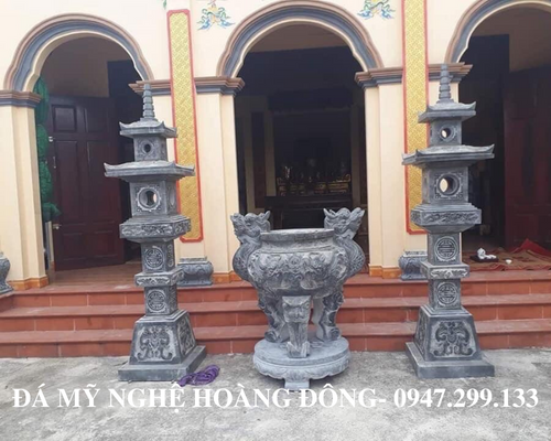 Mẫu lư hương đá họa tiết đầu rồng