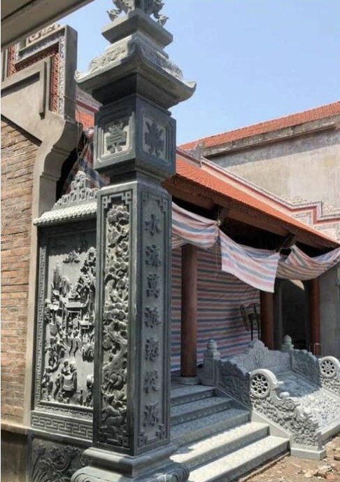 Mẫu cột đá đồng trụ xanh rêu chuẩn phong thuỷ 