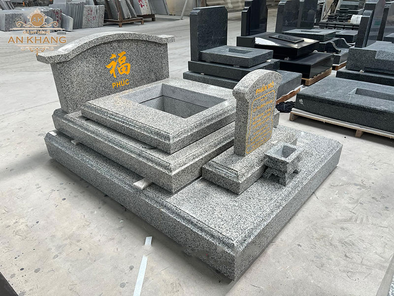 Mẫu mộ đá granite xám sang trọng