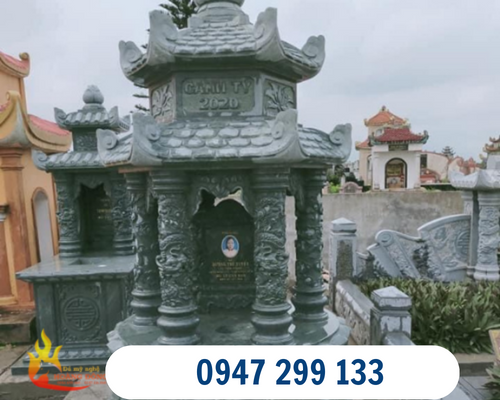 Tổng hợp những mẫu mộ hình lục lăng độc đáo, đẹp nhất hiện nay hình 1 Mẫu mộ lục lăng chế tác từ đá xanh rêu cao cấp