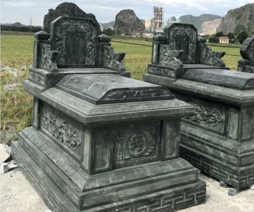 Mẫu mộ đá tam sơn xanh rêu đẹp mỹ mãn 