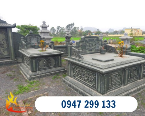 Mẫu mộ tam sơn chế tác từ chất liệu đá xanh tự nhiên nguyên chất 
