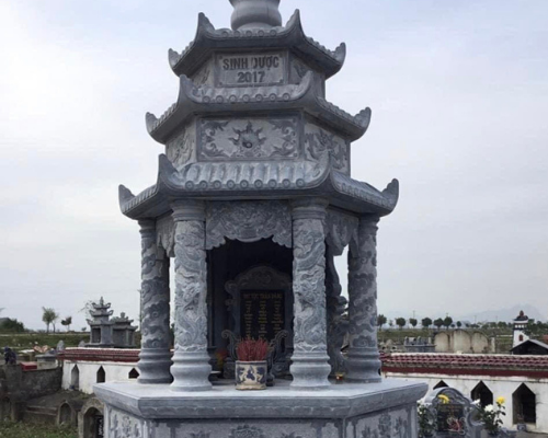 Mẫu mộ đá lục giác với thiết kế mái độc đáo 