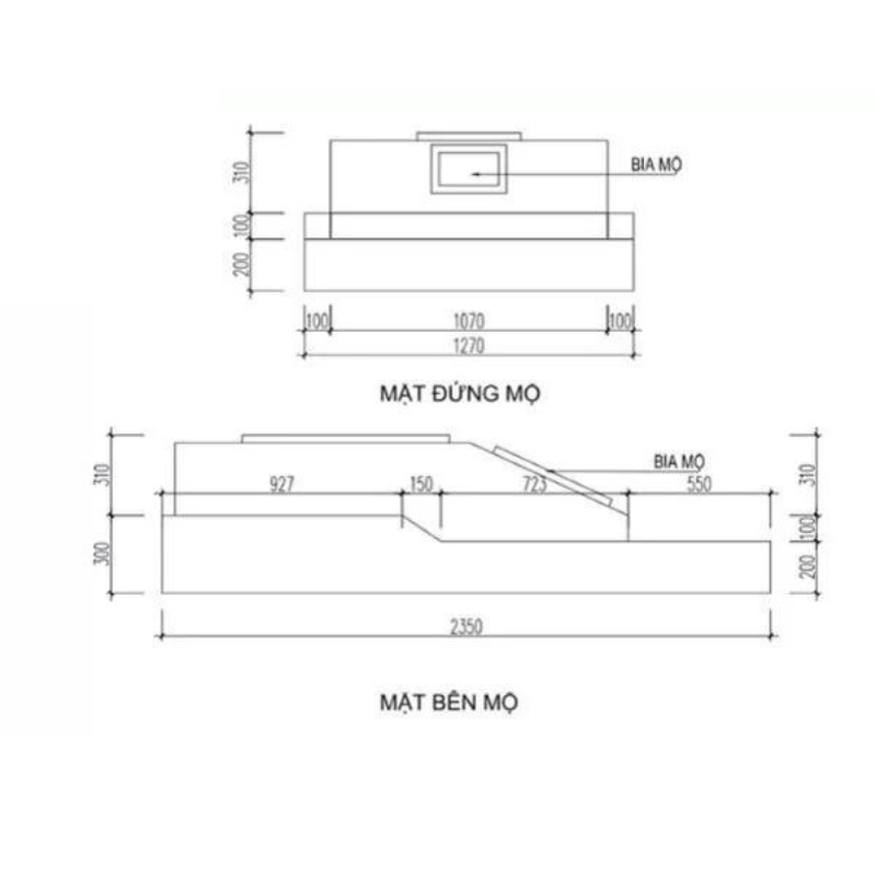 Tổng hợp những thiết kế mẫu xây mộ cho người mất chuẩn phong thuỷ hình 1 Bản thiết kế mộ phần chi tiết