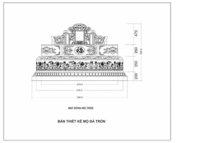 Thiết kế mộ tròn chuẩn phong thuỷ hình 1 Thiết kế lăng mộ đá tròn chuẩn phong thủy
